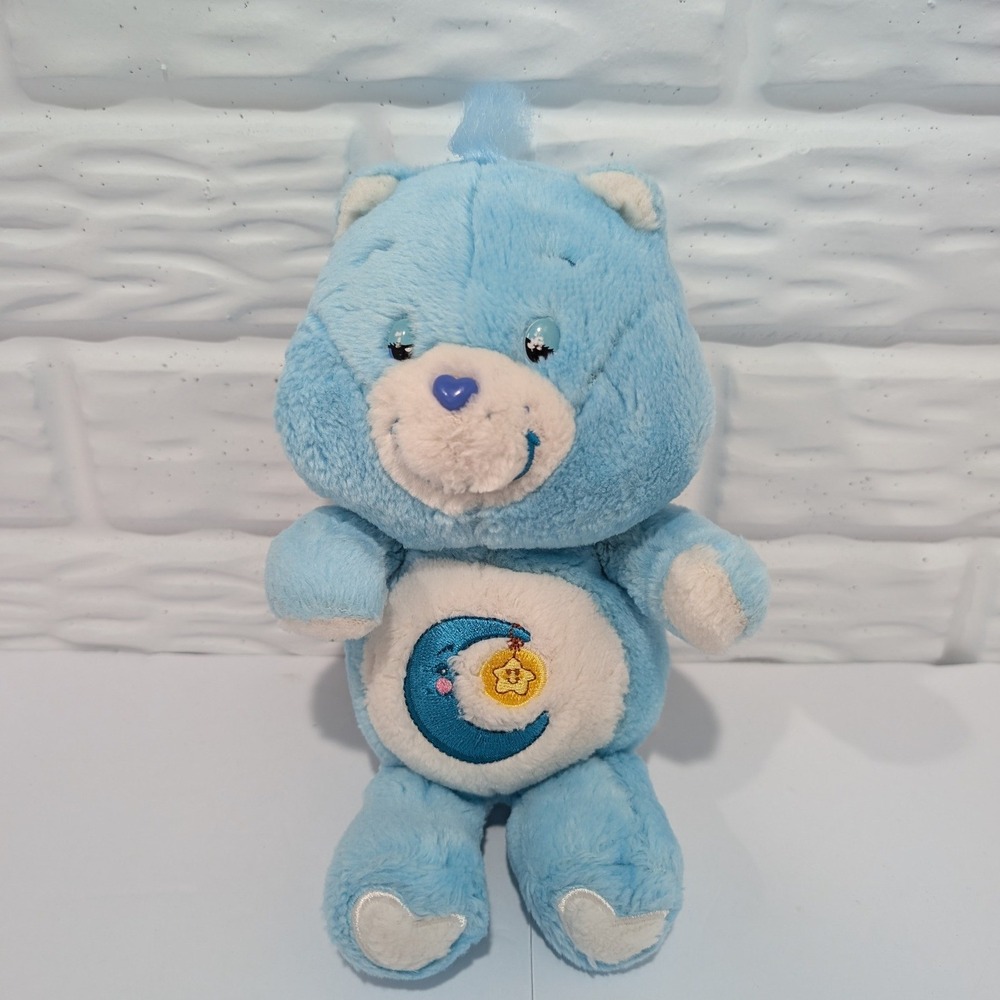 Vintage Care Bears Bedtime Bear Blue Plush Stuffed Animal Moon Star Belly Badge